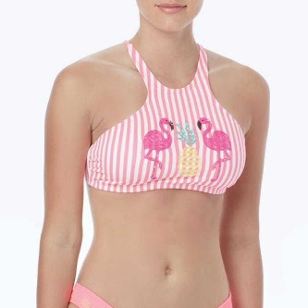 COCO RAVE Women's Bikini Top Pineapple Amber Bra High Neck Size  XS/ S